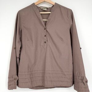 Exofficio Brown Nylon Blend Split Collar Long Sleeve Shirt Outdoor‎ Size S